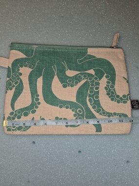 Octopus Tentacle Canvas Pouch in Green and Natural